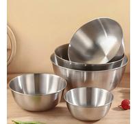 Bol à salade en acier inoxydable, bol de mélange de cuisine, fouet de cuisson, rangement empilable en plusieurs tailles, fournitures de cuisine, cadeau de Noël 1 pièces (argent/S),1 pièces (argent/M),