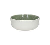 Bol à soupe en porcelaine blanc et vert céladon, rond, symétrique - Pomax, Spiro - Ø16x6 cm