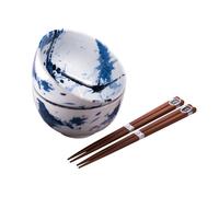 Bol BLUE & WHITE 350 ml, set de 2 pc, avec baguettes, MIJ