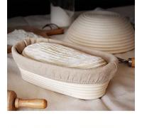 Bol de fermentation ovale, panier en rotin fait main avec couvercle en tissu, convient pour la cuisson du pain de levain - idéal pour l'Halloween, Noël, Thanksgiving, fermentation et moule de cuisson