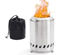 Bol de feu en acier inoxydable avec support et sac de rangement pour l'extérieur - Sans fumée - Convient pour les pellets ou le bois
