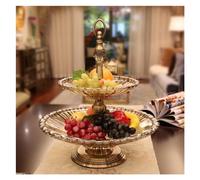 bol de fruits Assiette de fruits en verre double couche, assiette de fruits créative moderne, assiette de fruits secs, ornements de table basse de salon, plateau de fruits décoré for comptoir de cuisi