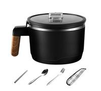 Bol de nouilles à micro-ondes - cuisinière de nouilles en acier inoxydable 2L, couvercle isolé à double couche | Récipient à soupe résistant à la chaleur avec poignée pour dortoir, bureau, utilisation