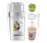 Bol de petit-déjeuner portable de 21,5 cm, passe au lave-vaisselle | Polypropylène de qualité alimentaire, plastique, usage quotidien, choix respectueux de la santé, finition blanche