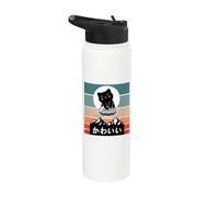Bol de ramen de chat mignon silhouette de personnages Stainless Steel Insulated Water Bottle