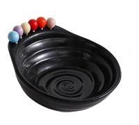 Bol de service à fruits géométrique élégant avec fourchette de rangement, pour plateau polyvalent en polypropylène pour le salon, couleur blanche (noir)
