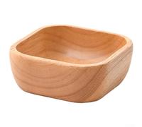 Bol de service carré en bois de caoutchouc naturel pour un usage quotidien, élégant style japonais (12,5 cm x 12,5 cm x 4,5 cm)