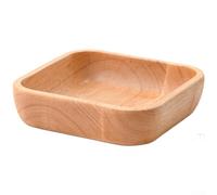 Bol de service carré en bois de caoutchouc naturel pour un usage quotidien, élégant style japonais (21 x 21 x 4,4)