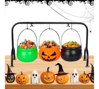 Bol de service chaudron d'Halloween - Lot de 3 bols à bonbons en pot de | Bols de sorcière d'intérieur avec support, adaptés pour les fêtes d'Halloween et la décoration d'intérieur/extérieur