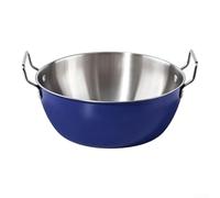 Bol de service coloré en acier inoxydable avec poignées de levage - Bol multifonction pour salade, soupe - Bleu - 17 x 6 cm (bleu)