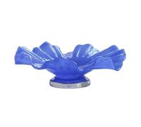 Bol décoratif Coupe à fruits ondulée et légère, en verre, grande capacité, idéale for décorer un centre de table ou for repas fête Pour la décoration intérieure(Blue)