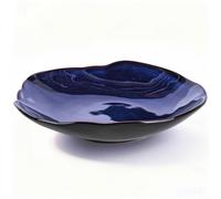 Bol décoratif en céramique bleu - Petit plat à bijoux de 22 cm, bol à fruits, à bonbons, bol à clés pour table d'entrée, plat à bijoux et bagues, plat fourre-tout en porcelaine pour cuisine, table de