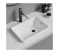 Bol d'évier Lavabo-vasque de salle bain avec robinet et combo vidange escamotable, comptoir rectangulaire en céramique vasque lavabo Vanity Art Basin(L17.7"xW11.8")