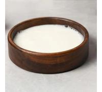 Bol en bois massif empilable pratique, assiette à salade en bois à Surface lisse faite à la main, ronde, facile à nettoyer, plateau de service de collation, Dessert 20x20x4.5cm