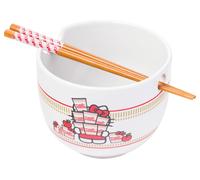 Bol en céramique pour ramen avec baguettes, 20 oz, Hello Kitty, marque Nissin, couleur blanche