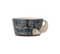 Bol en grès bleu, rond, fait main, motif oiseau - Bloomingville, Hezha - Ø13xH7 cm