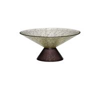 Bol en verre marron, taille L, pied amovible, surface texturée - Hübsch, Bonbon - Ø25xH12 cm