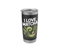 Bol fouet I Love Matcha Feuilles de thé vert Gobelet isotherme en acier inoxydable double paroi
