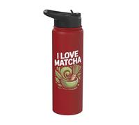 Bol fouet I Love Matcha Feuilles de thé vert Stainless Steel Insulated Water Bottle