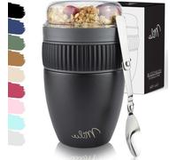 Bol isotherme pour yaourt à emporter - bol isotherme de 400 ml - bol noir
