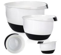 Bol mélangeur Set de 2 pièces plastique noir et blanc Jeu de 2 saladiers à fond antidérapant de 3,5 et 2 l