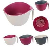 Bol passoire 2 en 1 - l 26,5 cm x l 23,3 cm x h 15,5 cm - couleur aléatoire G