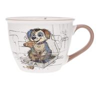Bol porcelaine à anse : motif jeune chien gourmand