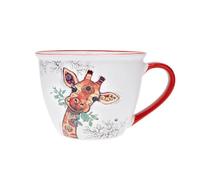 Bol porcelaine animaux avec anse - motif girafe - contenance 550ML