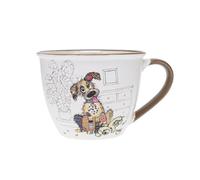 Bol timbale - Motif chien gentil - Porcelaine fine - 550ML - Rond - Blanc