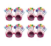 Boland 02612-3-Lunettes de fête Happy Birthday,4 pièces,lunettes en set pour adultes,lunettes de plaisir,sans correction,lunettes de soleil,tenue Bad Taste, accessoires pour déguisements de carnaval
