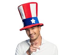 Boland 04226 - Chapeau peluche USA, Chapeau Oncle Sam, Cylindre, Amérique, Stars and Stripes, Drapeau, Casquette, Couvre-chef, Accessoire, Carnaval, Fête à thème (Lot de 3)