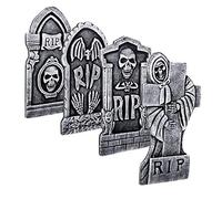Boland 1 x Pierre Tombale Gris 42cm | Decoration pour Halloween Exterieur | Cimetière Squelette