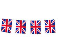 Boland 11605 - Guirlande de fanions Union Jack, longueur 10 mètres, Grande-Bretagne, drapeau national, guirlande de drapeaux, guirlande en plastique, décoration à suspendre, football, Coupe du monde
