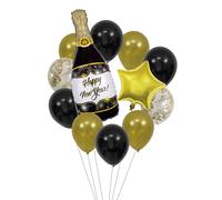 Boland - 13476 - Set de ballons Happy New Year, 2 ballons en plastique et 10 ballons en latex avec accessoires, décoration de fête pour le Nouvel An