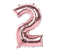 Boland 22042 Ballon gonflable en forme de chiffre 2, taille 86 cm, or rose, ballon à chiffres, ballon gonflable, air, anniversaire, anniversaire d'enfant, décoration