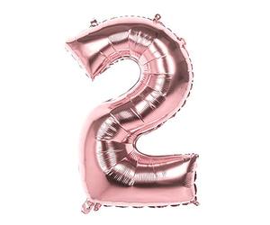Boland 22042 Ballon gonflable en forme de chiffre 2, taille 86 cm, or rose, ballon à chiffres, ballon gonflable, air, anniversaire, anniversaire d'enfant, décoration