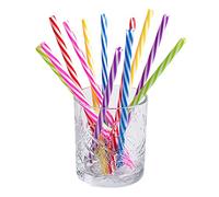 Boland 30297 - Lot de 12 pailles réutilisables, longueur 21 cm, couleurs assorties avec brosse de nettoyage, pailles, vaisselle de fête, boisson