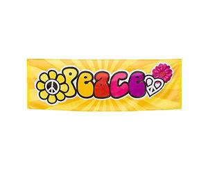 Boland 44503 - Bannière Peace, taille 74 x 220 cm, Paix, Fleur, Flower Power, Multicolore Polyester, Bannière, Décoration, Fête à thème, Décoration à suspendre