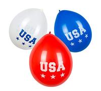 Boland 44962 - Ballons latex USA, 6 pièces, taille env. 25 cm, 3 motifs assortis, Amérique, ballon à gonfler, décoration à suspendre, décoration pour anniversaire, garden party, fête à thème