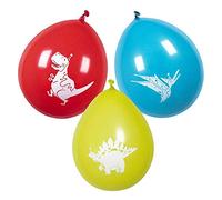 Boland 50055 Lot de 6 ballons dinosaures en latex, dinosaures, décoration, fête, anniversaire, fête à thème, carnaval