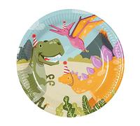 Boland 50066 Lot de 10 assiettes de fête dinosaure de 23 cm Vaisselle écologique 100% papier Pour anniversaire, fête à thème
