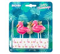 Boland 52564 - Lot de 5 bougies flamant rose ananas - Bougies d'anniversaire - Mini bougies - Bougie à gâteau - Fiche - Rose doré - Pour anniversaire, jardin d'enfants, décoration, cadeau, fête de