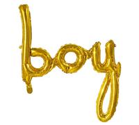 Boland 53243 - Ballon gonflable Boy, taille 70 x 60 cm, doré, à remplir à l'hélium, pour fête prénatale, naissance, garçon, cadeau, décoration