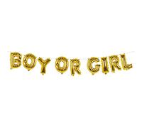 Boland 53255 - Guirlande de Ballons en Aluminium Boy Or Girl, Longueur 4 m, doré, Naissance, Baby Shower, décoration à Suspendre