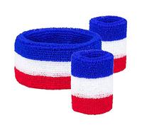 Boland 61980 Lot de 3 Bandeaux éponge France, 1 Bandeau, 2 Bracelets, Coupe du Monde, Coupe du Monde, EM, Public Viewing, Articles de Fan