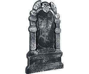 Boland 72019 - Pierre tombale - Tête de Mort Volante RIP - Dimensions : Environ 50 x 30 cm - Décoration pour Halloween, Carnaval et fête à thème