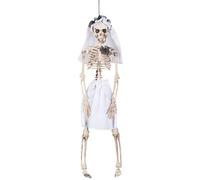 Boland 72089 - Figurine décorative mariée squelette, décoration de fête pour Halloween ou carnaval, décoration avec des os, décoration à suspendre au mur ou à la fenêtre