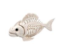 Boland 72400 Squelette de poisson factice en plastique, taille 24 cm, bouche mobile, décoration pour Halloween, carnaval ou fête à thème, beige-noir