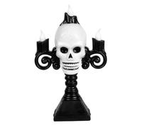 Boland 73052 Bougeoir LED Crâne Taille 16 x 10 cm Lumière LED avec piles Décoration pour Halloween, carnaval et fête à thème