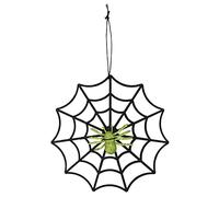Boland 73054 Toile d'araignée à paillettes Vert et noir 30 cm Décoration suspendue Pendentif toile d'araignée Décoration pour Halloween, Carnaval et fête à thème